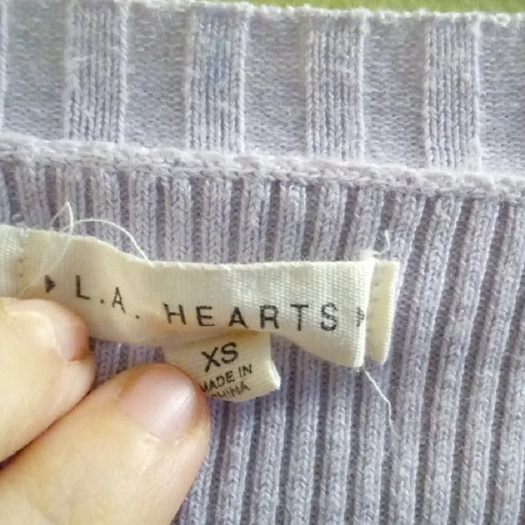 La Hearts V-Neck Purple Sweater Y2k Cropped Retro Comfort - Picture 2 of 4